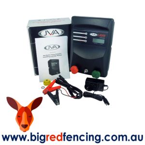 JVA MB8 80km Mains or Battery Powered Electric Fence IP Energizer 8 Joule PTE2140 box contents
