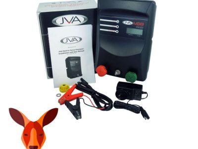 JVA MB8 80km Mains or Battery Powered Electric Fence IP Energizer 8 Joule PTE2140 box contents