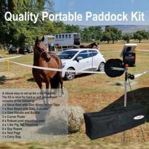 JVA Portable Horse Paddock Kit With Solar Energiser N-H125 and PTE2234