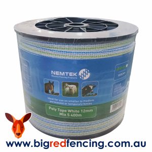 Nemtek Electric Fence Poly Tape 12mm Wide Mix5 400m roll - 2