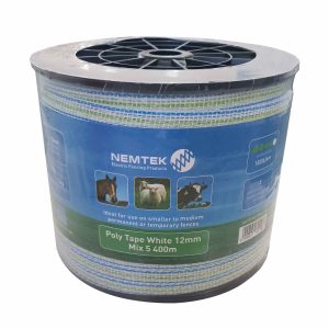 Nemtek Electric Fence Poly Tape 12mm Wide Mix5 400m roll - AW-PTMX12MM-400
