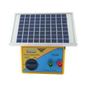 Thunderbird 5km Solar Electric Fence Energiser - S-50B: Australian-made solar-powered energizer for small to medium applications. Features vacuum-sealed transformer, encapsulated electronics, and a quality crystalline solar panel. Ideal for dogs, horses, cattle, and poultry. Ensure reliable and eco-friendly fencing with this versatile electric fence energizer.