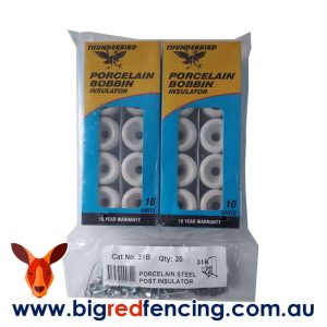 Best Electric Fence Parts On Sale Now 28 Thunderbird Porcelain Bobbin Steel Post Electric Fence Insulator - Pack of 20 - EF-31B