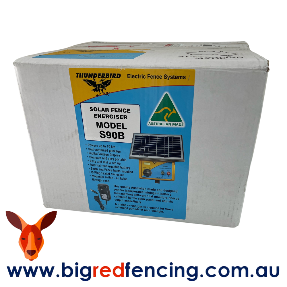 Thunderbird S90B 10Km Solar Electric Fence Energiser - 1 Joule - Australian Made 3 Thunderbird-S90B-Electric-fence-Energiser-BigRedFencing